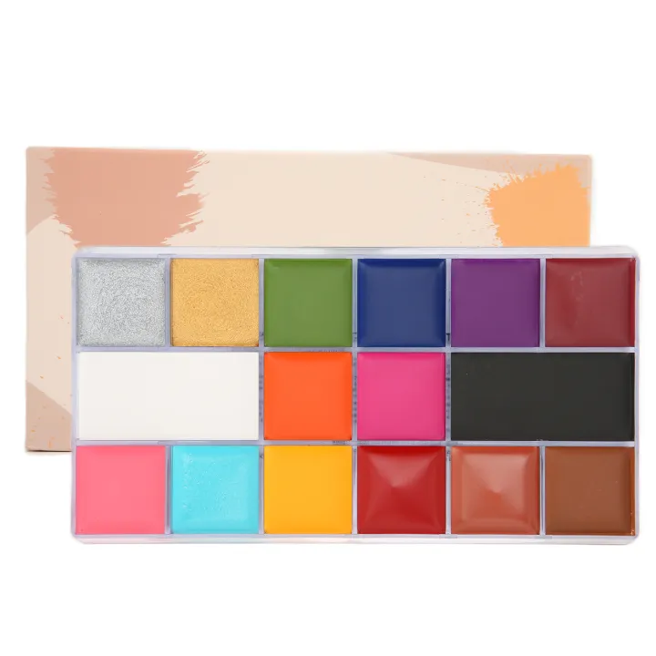 16สีใบหน้าสีร่างกายน้ำมัน Athena ใบหน้าจิตรกรรม Palette สำหรับวันฮา