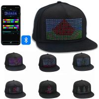 LED Hat Luminous Scrolling Message Display Board Hip Hop Cap DIY Messages Bluetooth Cap Mobile APP Control Editing Shining Cap