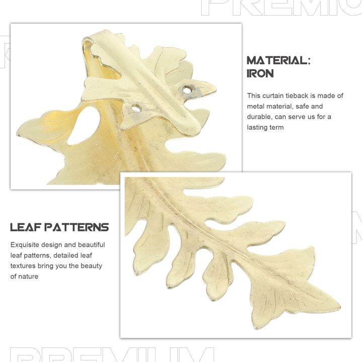 european-curtains-leaf-hook-shaped-holdbacks-tie-19x8cm-window-golden-iron-home-tiebacks