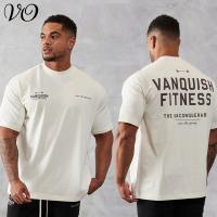 Mens Vintage Oversized T-Shirt Summer New Sports Fitness Cotton Crew Neck Short Sleeve Joggers Gym Running Training T-Shirts