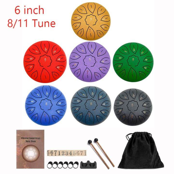 6 inch Steel Tongue Drum 8/11 Tune Percussion Musical Instrument for