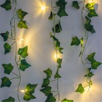 2M 20LED Green Leaf String Lights Artificial Vine Fairy Lights Battery Powered Christmas Garland Light For Weeding Home Decor Fairy Lights