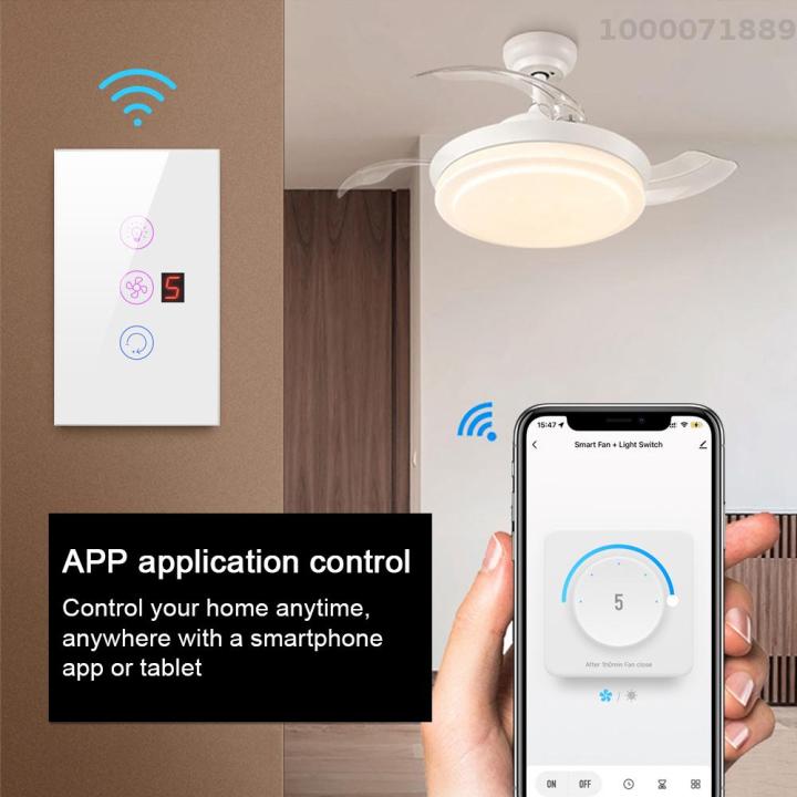 tuya-สวิตช์ไฟพัดลมจอสัมผัสอัจฉริยะไร้สาย-สวิตช์ไฟพัดลมพกพาปรับความเร็วความเร็วสวิตช์ไฟพัดลมควบคุมด้วยเสียงสำหรับโทรศัพท์มือถือใช้ได้กับ-alexa-และ-google-home