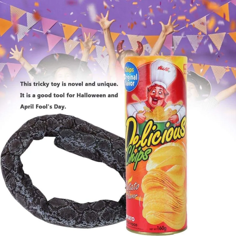 The Potato Chip Snake In A Can Gag Gift Prank Large (2 Snakes In One Can)  Small Snake Squeals!