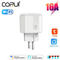 CoRui EU Plug WIFI ซ็อกเก็ตระยะไกลไร้สาย Smart Timer Plug Voice Control EU Home Fire Retardant PC Smart Power Socket-Xiaan Store