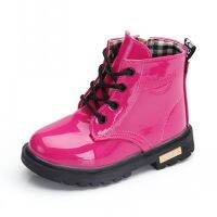 TEN184 Girls Boots Spring,ฤดูใบไม้ร่วงและฤดูหนาวรองเท้าบู้ตหนังเด็กใหม่,รองเท้าบูทเด็ก,รองเท้าเด็กหญิงลื่น,รองเท้าเด็กนักเรียน