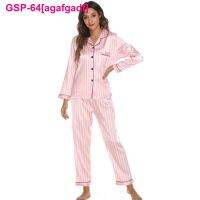 Agafgadf Conjunto De Pijamas เซติม Losteminino Loungewear Longo Seda Curtos Roupas Doméas Verão Outono 2 Peças