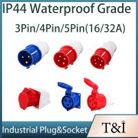 Industrial 16A/32A Plug&amp;socket Dustproof Connector 3/4/5PIN IP44 Waterproof Electrical Connection Wall Mount Socket 220V-415V Electrical Connectors