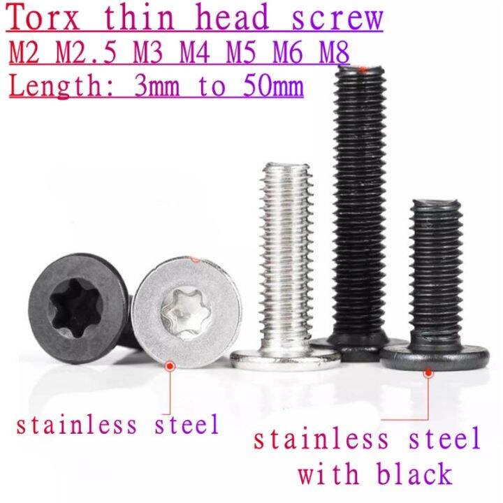 5-50-buah-cm-m2-m2-5-m3-m4-m5-m6-m8-304-a2-baja-tahan-karat-dengan-seng-hitam-enam-lobe-torx-baut-sekrup-kepala-wafer-datar-ultra-tipis