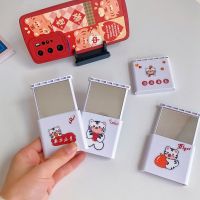 1PC Cute Cartoon Tiger Pattern Makeup Mirror Portable Folding Mini Square Mirror Multifunctional Mobile Phone Holder Bracket Mirrors