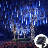 ZZOOI Solar LED Meteor Shower Lights Holiday String Light Waterproof Outdoor Led Rain Lights Street Fairy Garden Christmas Decoration