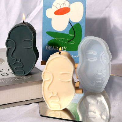 3D Home Decor Polymer Clay Plaster Candle Molds For Candle Making Candle Molds Silicone Abstract Face DIY