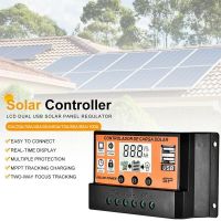 2020 10/20/30/40/50/60/70/80/90/100A Large Screen LCD Screen Dual USB Solar Controller Maximum Power Point Tracking Solar Panel