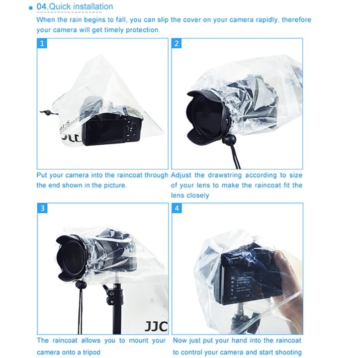 jjc-2ชิ้นกล้องเสื้อกันฝนกันน้ำที่บังฝนกระเป๋าป้องกันสำหรับ-canon-nikon-sony-ฟูจิ-dslr-กล้องอุปกรณ์กันฝน