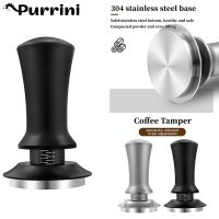 51/53/58mm Coffee Tamper Adjustable Depth with Scale 30lb Espresso Anti Pressure Deviation Distributor Powder Hammer Tool