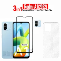 สำหรับ Xiaomi Redmi A1ฟิล์มกระจกเทมเปอร์ Redmi 12C 10C 10A Note 10 11 12 Pro Plus 5G / Note 12S 11S 10S ปกป้องหน้าจอกระจกเทมเปอร์ + ฟิล์มเลนส์กล้อง + ฟิล์มด้านหลัง-3 In 1