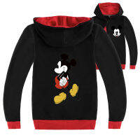 Mickeys ฤดูใบไม้ผลิและฤดูใบไม้ร่วงสาว Hooded Zipper เสื้อกันหนาวเด็กทารกเสื้อสาวแขนยาวผ้าฝ้าย + โพลีเอสเตอร์สีดำ/ สีเทาเสื้อผ้าเด็ก Lesure