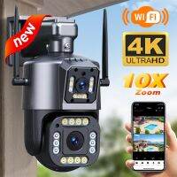 กล้อง Wifi PTZ HD 8MP 4K พร้อมหน้าจอเลนส์คู่การตรวจจับการเคลื่อนไหวกลางแจ้งระบบป้องกันความปลอดภัยการใช้กล้องวงจรปิด IP