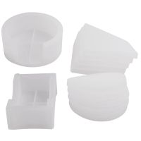 Coaster Resin Molds Set Silicone Coaster Storage Box Mold in Rectangle Round Epoxy Casting Mold for DIY Art Craft