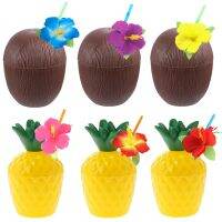 12Pcs Hawaiian Party Coconut Cups Luau Party Summer Beach Party Birthday Hawaiian Party Tropical Decoration