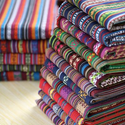 100 Polyester Linen Fabric Thicken Ethnic Fabric printed canvas cloth diy Handmade Sewing Patchwork decoration 18colors