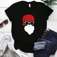 เสื้อยืดผ้าฝ้ายเสื้อยืดผ้าฝ้าย เสื้อยืดคริสต์มาสMerry Christmas Clothes Tops Santa Claus Printed Plus Size S-5xl Cotton Woman Tshirts H