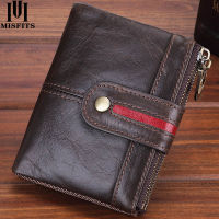 MISFITS Brand Designer Men Wallets Genuine Leather Short Coin Purse vintage Hasp Wallet 100 Cow Leather Male Money Bag Handmade