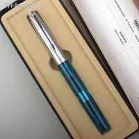 ☾ﺴ Classic 017 Fountain Pen transparent blue silver plastic Stationery Office School Supplies Ink Pens