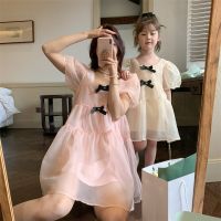 Family Matching Clothes Summer Girl Lace Dress Puff Sleeve Woman Dress Toddler Girl Clothes Mother Daughter Look