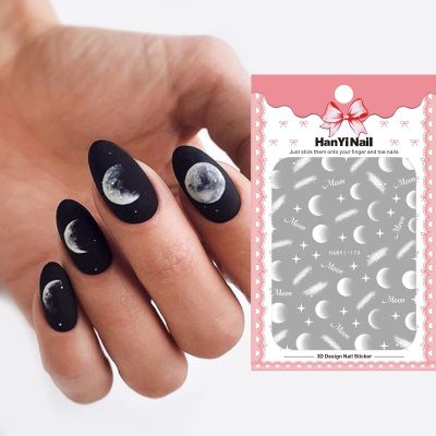 1 sheet Moonlight 3D Nail Art Stickers Moon Eclipse Nail Sticker Star Adhesive Nail Decals Nail Decorations