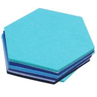 25Pcs Hexagon Felt Board Hexagonal Felt Wall Sticker Multifunction 3D Decorative Home Message Board Blue Series