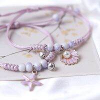 【CW】Creative Purple Braided Bracelet For Women Ceramic Starfish Pearl Bracelet Student Graduation Gifts Jewelry