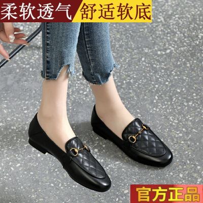¤ Flat loafers real soft leather soft bottom 2022 spring style simple shallow mouth small leather shoes all-match comfortable low-heeled single shoes women