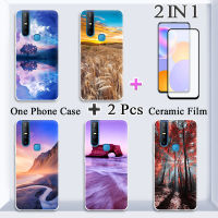 แบบ2 IN 1สำหรับเคส V15 VIVO เคสซิลิโคนเนื้อนิ่ม TPU พร้อมปกป้องหน้าจอเซรามิกโค้ง