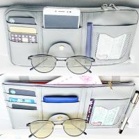 จัดแต่งทรงผมรถ Visor Organizer Auto Sun Visor กระเป๋าเก็บรถ Organizer ผู้ถือแว่นตากันแดดการ์ด Organizer ตั๋วกระเป๋าปากกา Holder