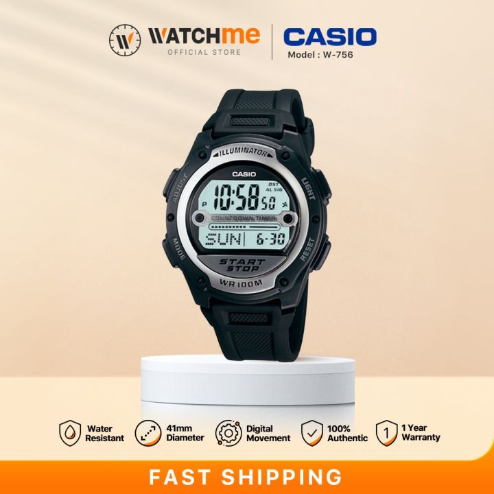 CASIO W 756 Water Resistant LED backlight Fashion Digital Men