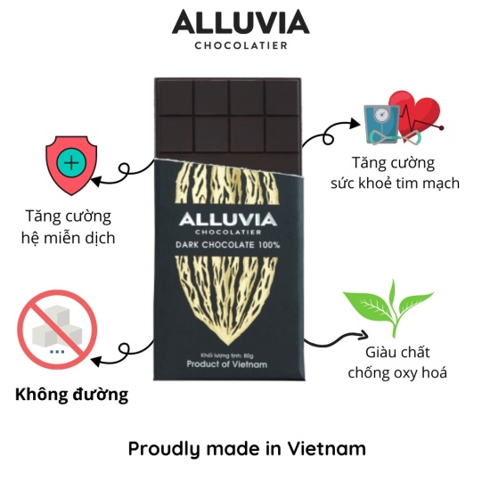 Socola đen nguyên chất không đường đắng đậm 100% ca cao alluvia chocolate - ảnh sản phẩm 2