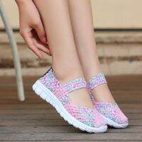 HOT★Casual Walking Flats Summer Womens Large Size Elastic Band Shallow Loafers Soft Bottom Non-slip Mothers Shoes Zapato Mujer