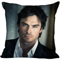 Custom Pillow Cases Ian Somerhalder Square Pillowcase Christmas Zippered Pillow Cover 40*40cm,45*45cm(One Side)