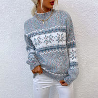 Christmas Turtleneck Snowflake Knit Loose Women Sweater Winter Fashion Warm Pullover Sweaters Casual Lady Chic All-match Jumper