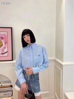 [Free Shipping] Fast Delivery Womens Clothing Miumiu~High Grade, Sweet, Multi Button, Long Sleeved, Small Fragrant Shirt, Womens Early Spring 2023 Design, Feeling Shirt Top