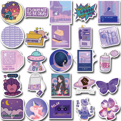 50 Zhang ins Style Purple Girl Style Journal Stickers Personalized Creative Self-Adhesive Pattern Graffiti Waterproof Stickers