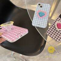 【COD】For เคสไอโฟน 14 Pro Max [Grids Heart Gem Pop Grip] เคส Phone Case For 14 Pro Max Plus 13 12 Mini 11 For เคสไอโฟน11 Ins Korean Style R Classic Couple Shockproof TPU Cover Shell