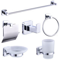 Hot Selling Zinc Alloy Chrome Wall Mount Bathroom Accessories Set Towel Ring Rack Toothbrush Holder Paper Holder Hooks