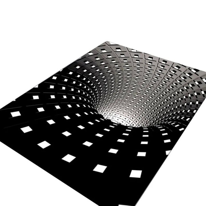 vortex-illusion-พรมปูพื้น3d-trap-effect-bottomless-hole-พรมเรขาคณิตสีดำสีขาว-grid-ห้องนอนห้องนั่งเล่น-anti-slip-พรมปูพื้น