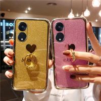 {Taoyitao case} Phone Case for Oppo A78 5G A17 A17K Be Loved Bling Glitter with Ring Holder Full Protect Soft Cover Casing