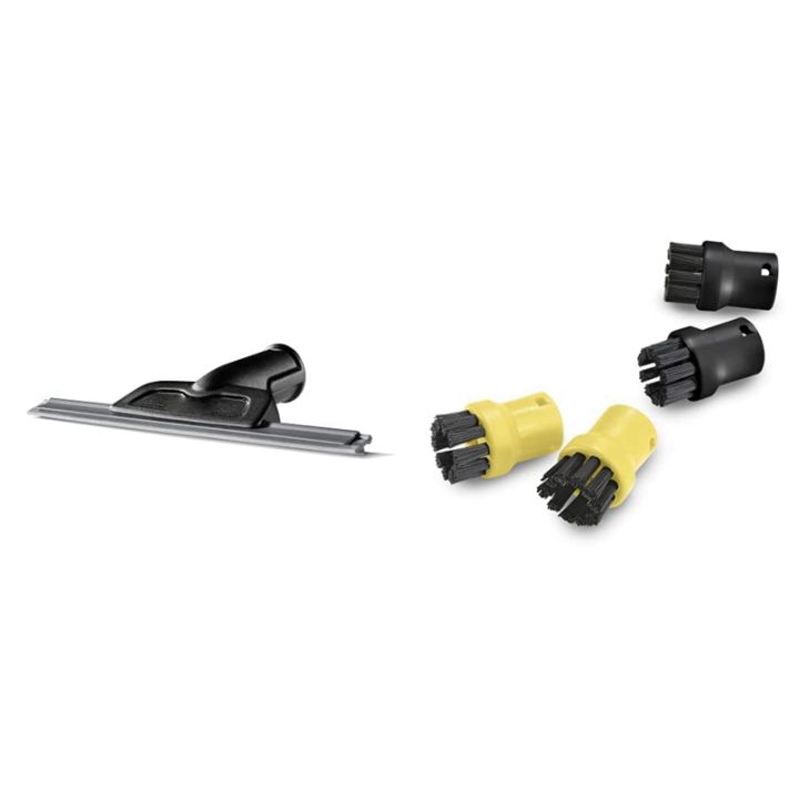 Window Nozzle and Round Brush for Karcher Steam Cleaner (StripFree Cleaning of Glass, Windows