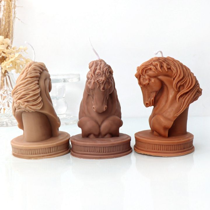 1-pcs-horse-head-statue-candle-silicone-mold-bust-riding-sculpture-art-figurine-animal-poney-candle-mould-candle-mold