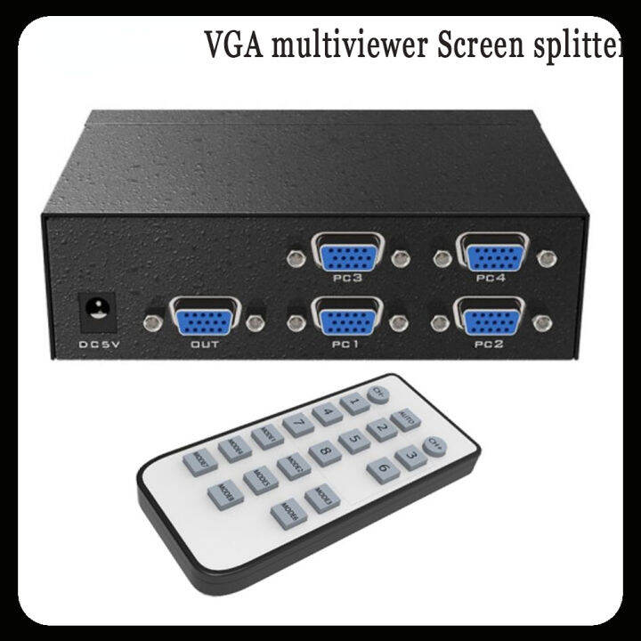 VGA Multiviewer Screen Splitter 4 VGA Input 1VGA Output, Multiple