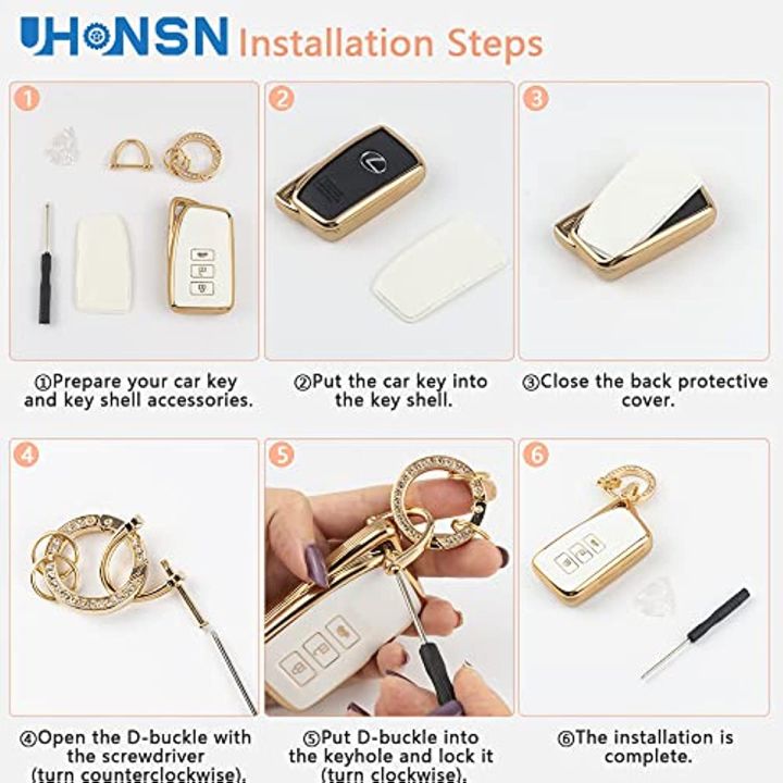 for-lexus-smart-key-fob-cover-keyless-entry-remote-protector-case-compatible-with-rx-is-es-gs-ls-nx-rs-gx-lx-rc-lc-smart-key-white-gold-cute-car-accessories-girly